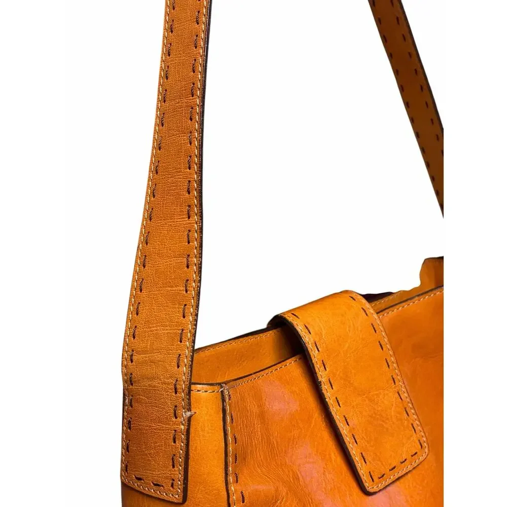 Vintage Fossil Women’s Cognac Leather Shoulder Bag Brown Purse